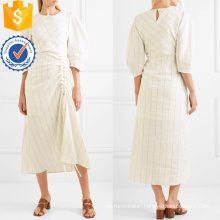 Latest Design Beige Three Quarter Length Sleeve Striped Midi Dress Manufacture Wholesale Fashion Women Apparel (TA0317D)